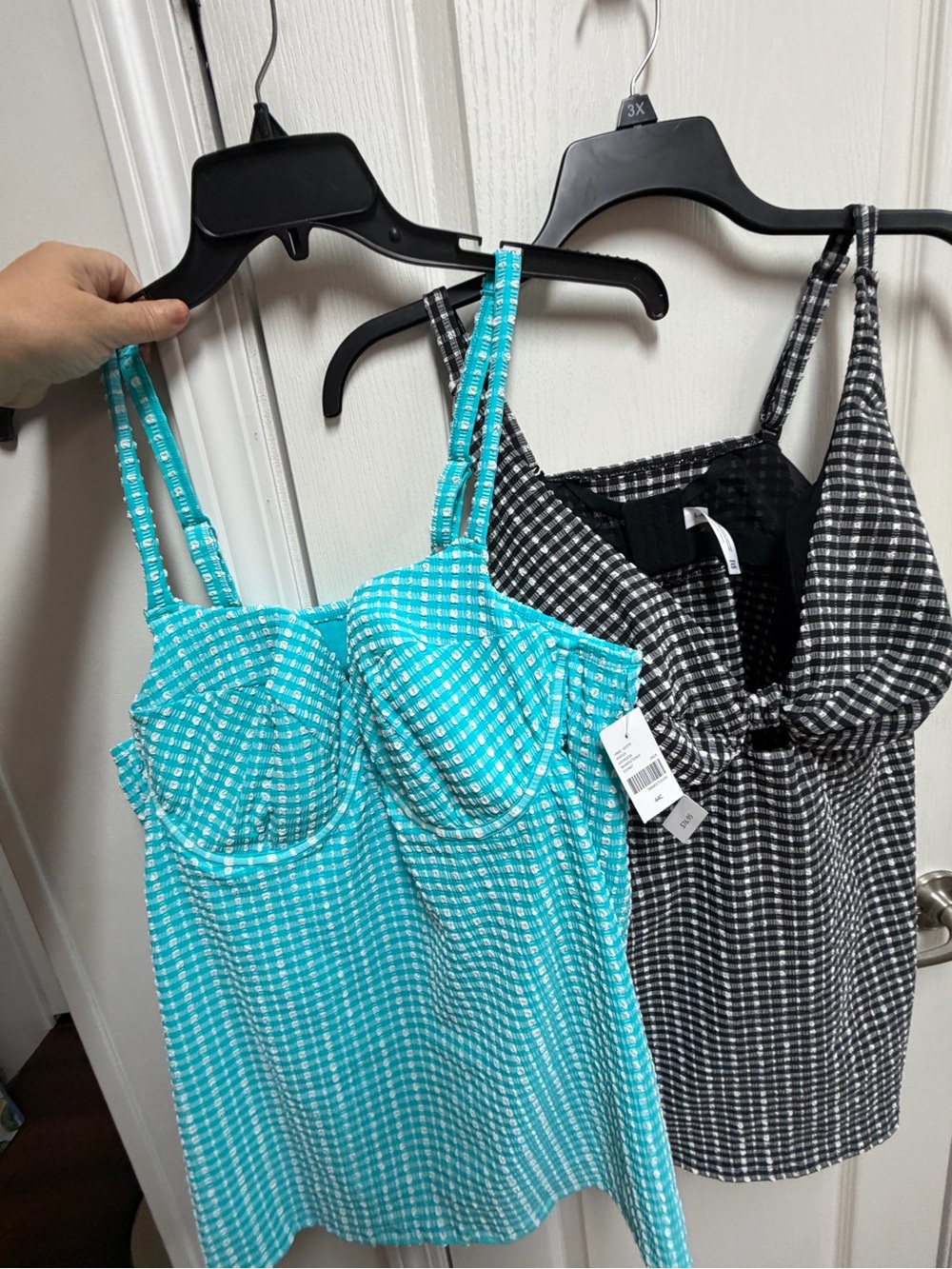 Women’s Gingham lane byrant swim tops black and a  - Turquoise 44c.
